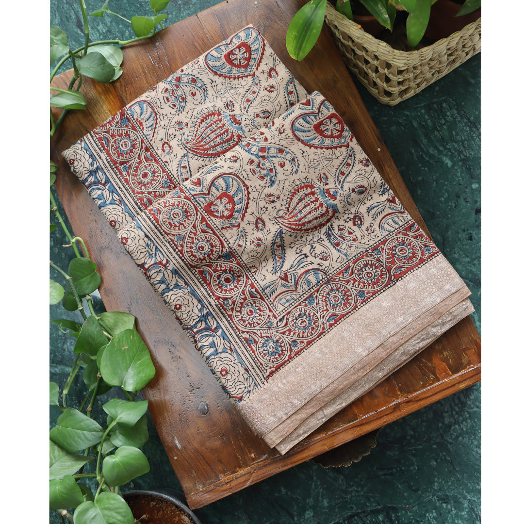 Mangalgiri Cotton With Ajrakh Printed saree